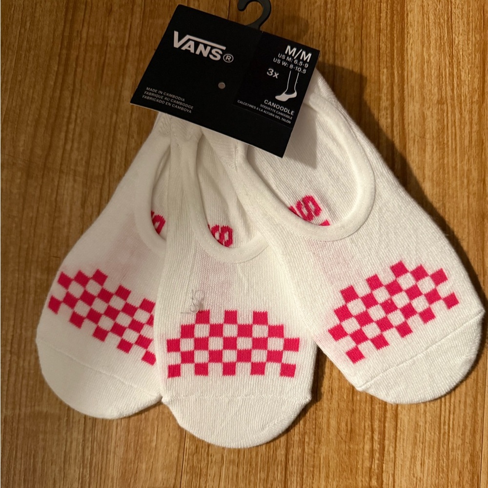 Vans "Canoodle" & Adidas No-Show Socks Set | Red White /Pink | Size M